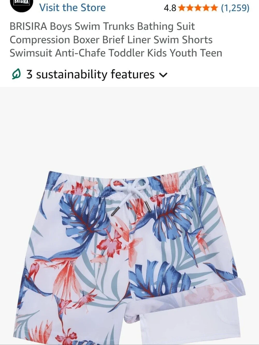 NWT BRISIRA Swim Trunks~Bathing Suit~Swim Wear~Shorts~Boys 5-6~Tropical